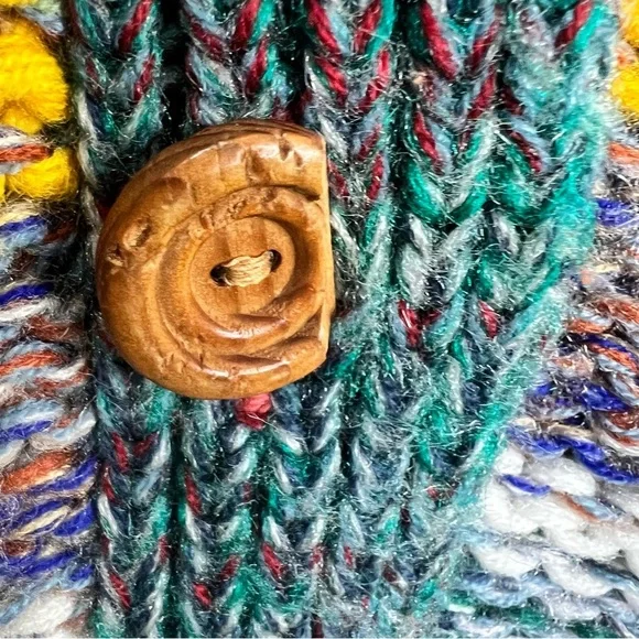 Vintage 80s Coogi style colourful striped knit short sleeve cardigan sweater L - Picture 14 of 14